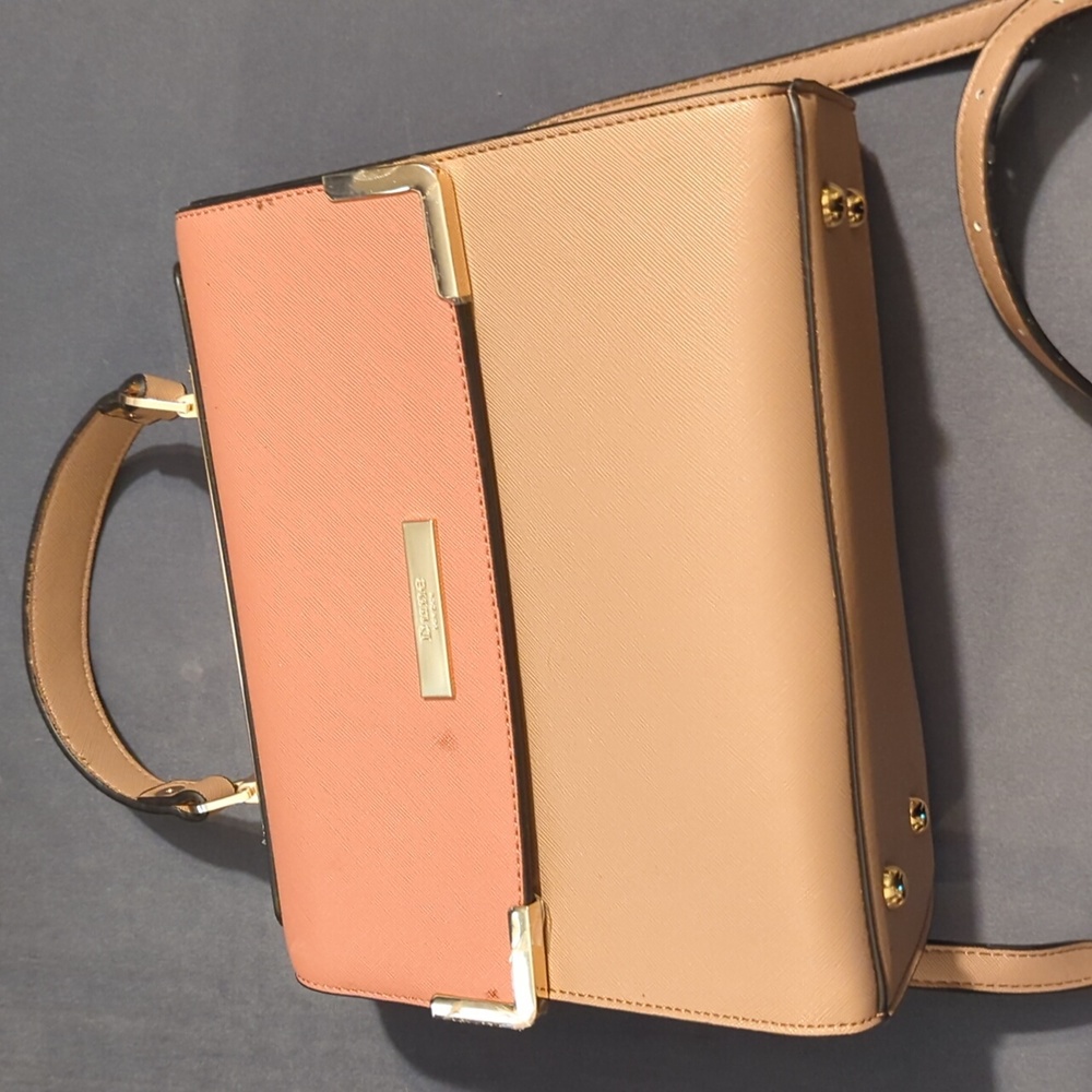 Dune of London handbag purse, mauve and beige colors, faux snake pattern